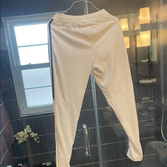 Adidas Mens White Joggers with Black Stripes - Picture 4 of 5